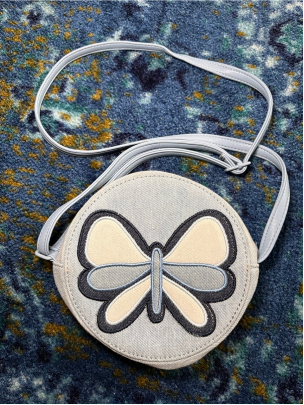Light Denim Round Butterfly Crossbody Y2K